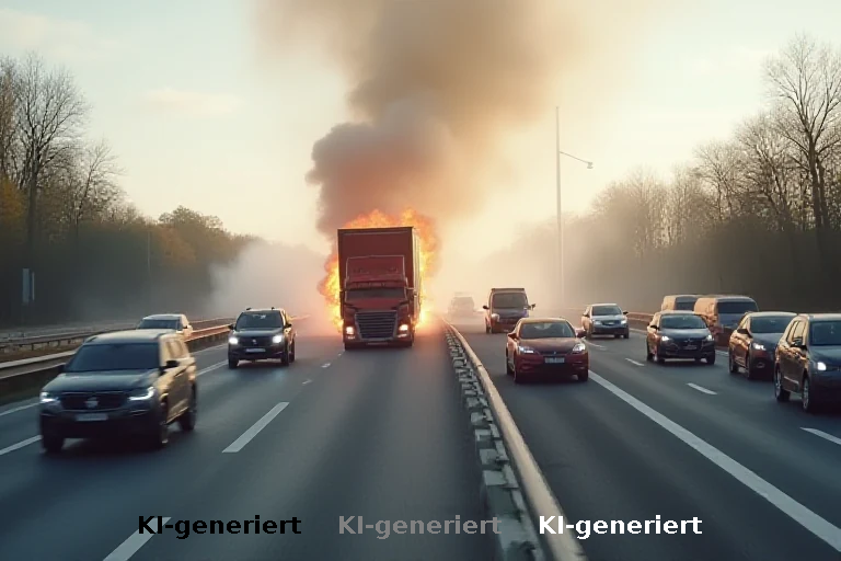 A5-Stau durch brennenden Lkw: Faktencheck zu Schadenssummen und Sperrdauer