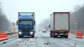 Auffahrunfall mit zwei Lastzügen an A7-Baustelle: Hoher Schaden und langanhaltende Sperrung
