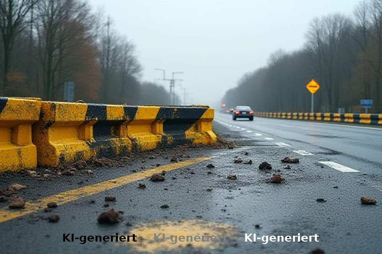 Autobahnunfall bei Oberhausen: Kollision mit Baustellenbarriere fordert schwer Verletzten