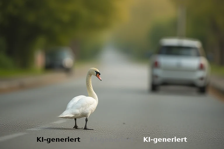 Autofahrerin lotst Schwan von Straße: Tier bleibt unverletzt