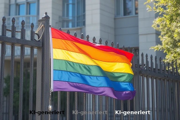 BMZ zeigt Zeichen der Vielfalt: Flagge am Zaun als sichtbares Bekenntnis