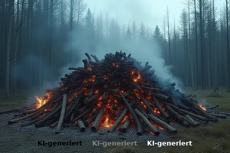 Brand bei Ulm: Holzstapel drohte, angrenzenden Wald zu entzünden