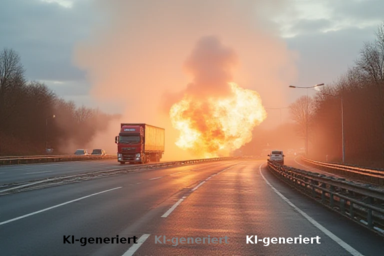Brandunglück auf der A9: Lkw-Ladung explodiert, Asphalt schmilzt