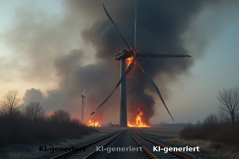Windradbrand in NRW: Löschprobleme und Bahnstörung