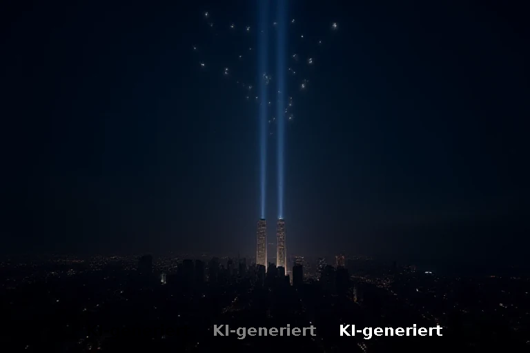 Drohnenlichter formen vor 25. Jahrestag der Anschläge das Bild der Twin Towers
