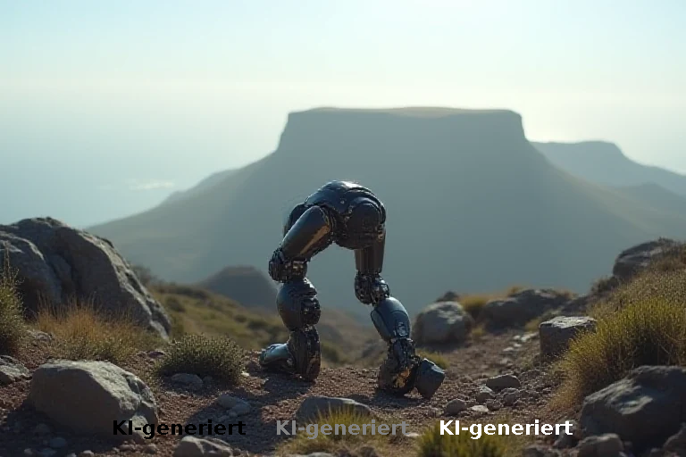 Exoskelett rettet erschöpfte Wanderin am Tafelberg