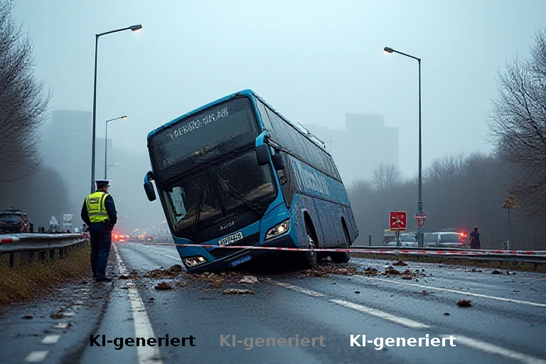 Fatale Kippung: Reisebus verunglückt auf A96 bei Buchloe