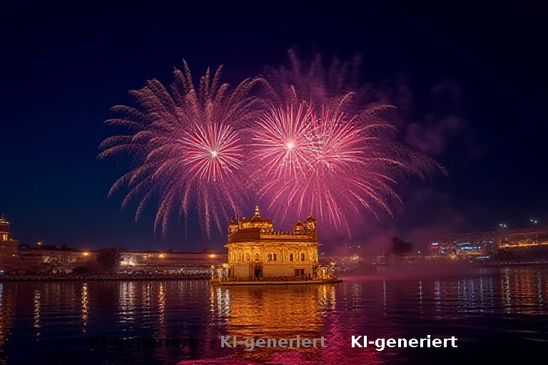 Festliches Feuerwerk in Amritsar: Gedenken an den achten Sikh-Guru