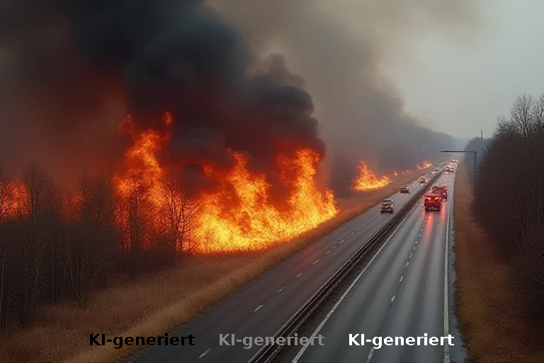 Feuer an der A1: Verkehrschaos durch Flächenbrand in Harburg