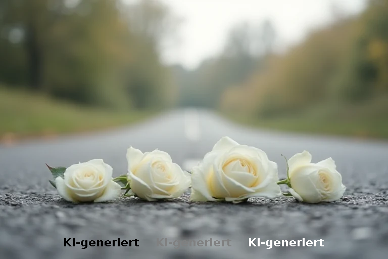 Gedenkfeier nach Moped-Unfall - Vier Rosen für vier viel zu kurze Leben
