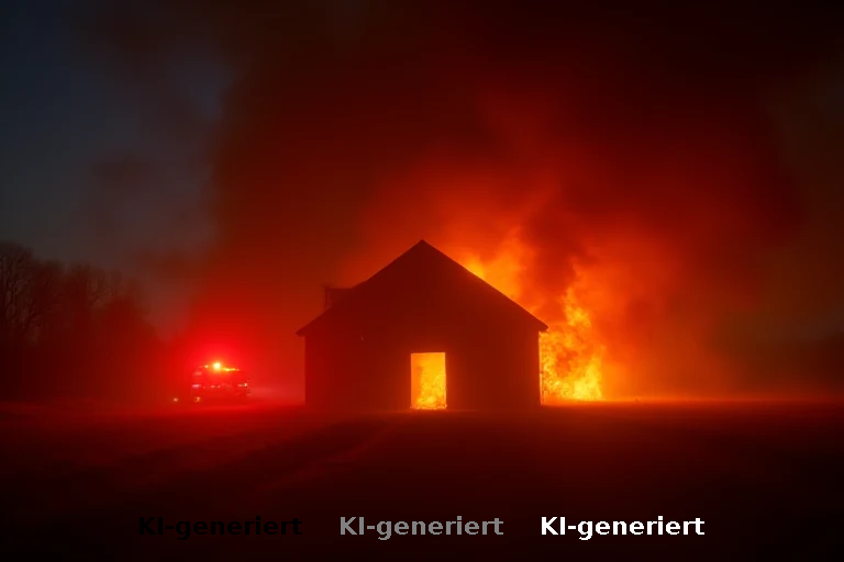 Großbrand in leerem Stall: Feuerwehr kämpft in Lübben gegen Flammen