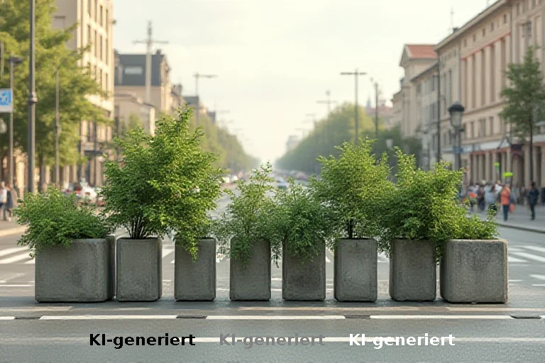 Grüne Barrikaden als Zeichen zivilen Ungehorsams in Berlin