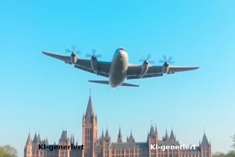Historische Dakota-Transportmaschine fliegt über das kanadische Parlament