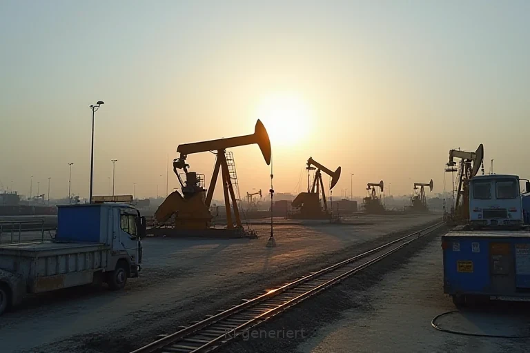 Indische und russische Flaggen mit Ölfässern als Symbolbild für Energiehandel und geopolitische Abhängigkeiten.