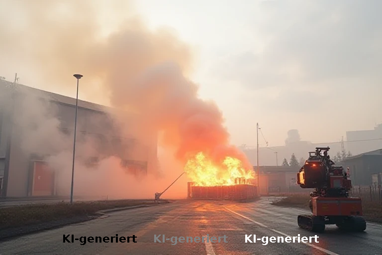 Industriebrand in Bayern: Löschroboter und Evakuierung bei Lagerfeuer mit Aerosolen