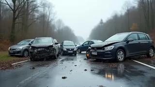 Karambolage auf Landstraße: Drei Verletzte durch zu geringen Abstand