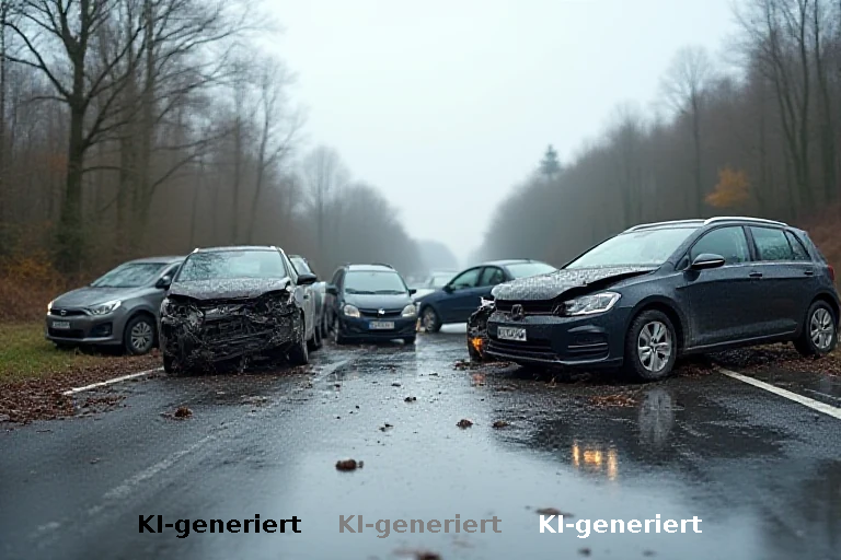 Karambolage auf Landstraße: Drei Verletzte durch zu geringen Abstand