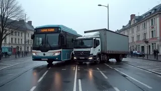 Kollision in Altona: Bus und Lkw berühren sich, zwei Personen leicht verletzt