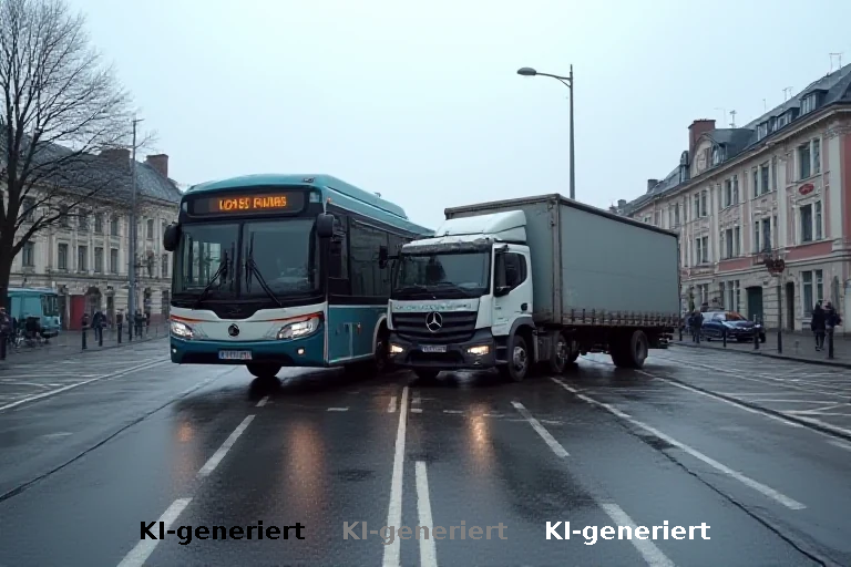 Kollision in Altona: Bus und Lkw berühren sich, zwei Personen leicht verletzt