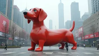 Koreanische Parfümmarke nutzt Riesen-Dackel als Marketing-Inszenierung in Shanghai