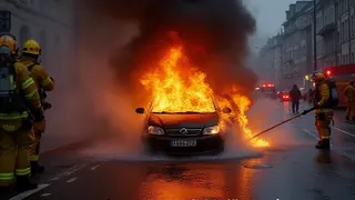Kurzschluss im Motorraum: Feuerwehr löscht brennendes Auto in Berg