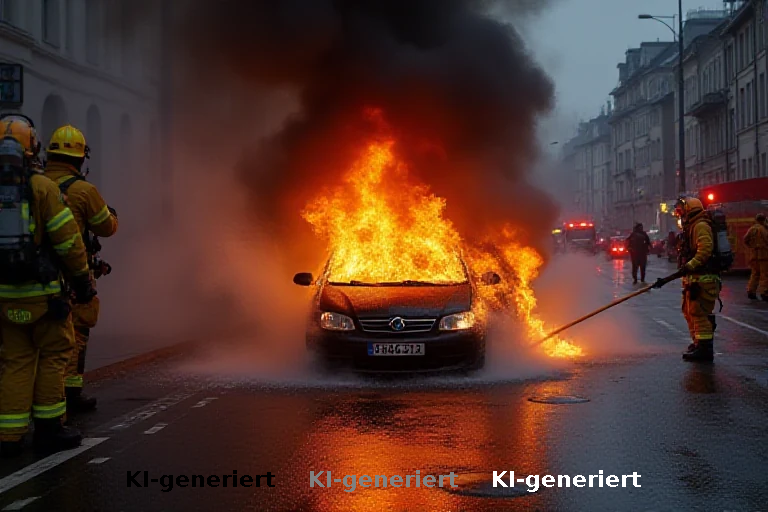 Kurzschluss im Motorraum: Feuerwehr löscht brennendes Auto in Berg
