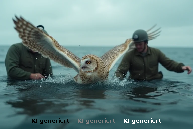 Militärseglern gelingt Rettung verwirrter Eule in der Nordsee