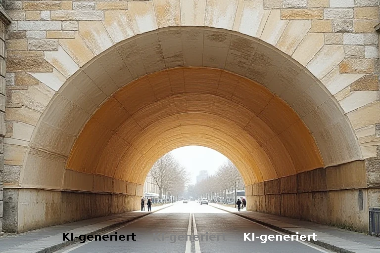 JR verwandelt Pont Neuf in Paris nach Sturmschäden in begehbare Felsenhöhle