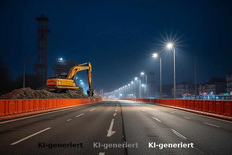 Nächtliche Vollsperrung der Nossener Brücke in Dresden wegen Rückbauarbeiten