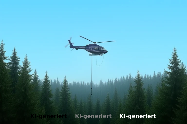 Polizeihubschrauber löscht Waldbrand im Rhein-Sieg-Kreis