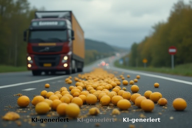 Promille-Alarm: Lastwagenfahrer verliert Melonenladung nach Alkoholunfall