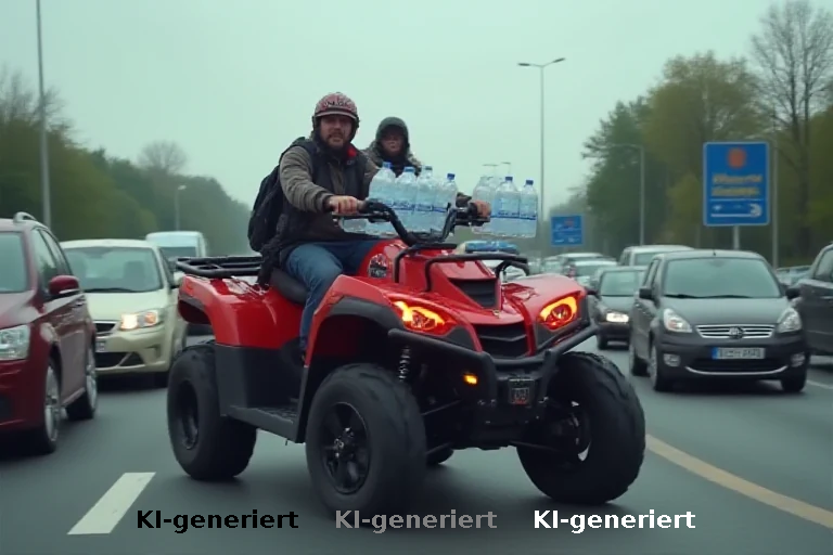 Rettungsgasse als Transportweg: DRK nutzt Quad zur Hitzeversorgung im Stau