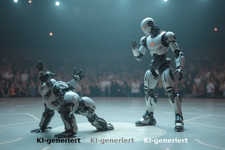 Roboter-Wettkampf in Peking: Sturz im Ring und Siegestanz des Gegners