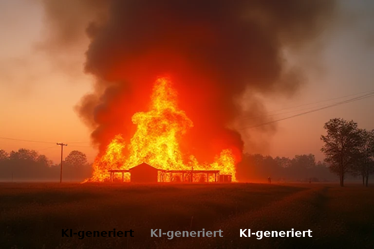 Scheunenbrand mit Übergreifen auf Wohnhaus: Großeinsatz in Rheinland-Pfalz