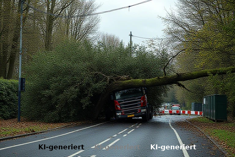 Schwerer Lkw-Unfall in Ahrensburg: Straße nach Kollision mit Baum gesperrt