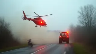 Schwerer Motorradunfall: Hubschrauberrettung nach Zusammenstoß mit Traktor