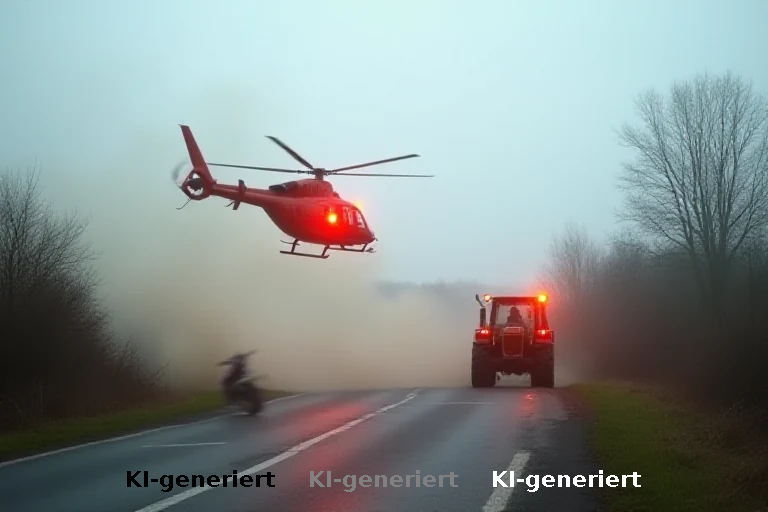 Schwerer Motorradunfall: Hubschrauberrettung nach Zusammenstoß mit Traktor