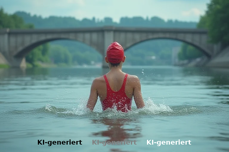Sinnstiftende Distanz: Extremschwimmerin nutzt Rhein für Kinderförderung