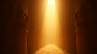 Sonnenlicht trifft auf 3000 Jahre alte Pharaonenstatuen