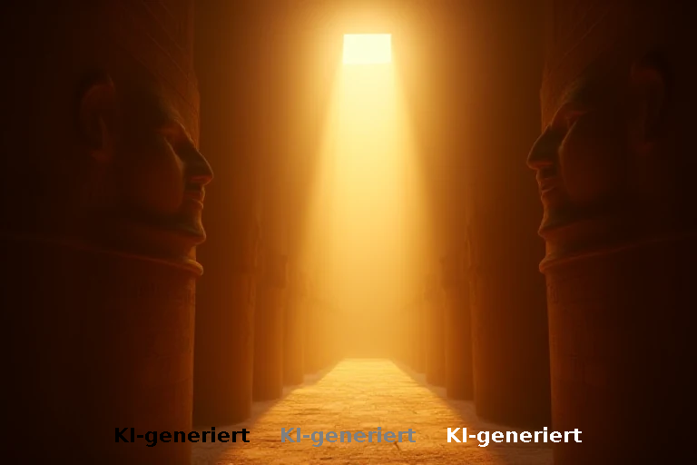 Sonnenlicht trifft auf 3000 Jahre alte Pharaonenstatuen