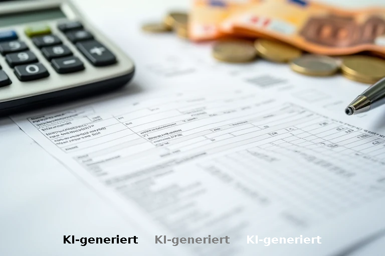 Euro-Geld, Taschenrechner und Steuerformulare als Symbolbild zur Steuerdebatte