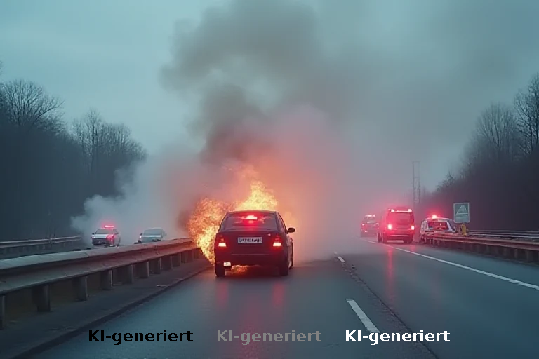 Technisches Versagen auf der A8: Stau und Sperrung nach Fahrzeugbrand