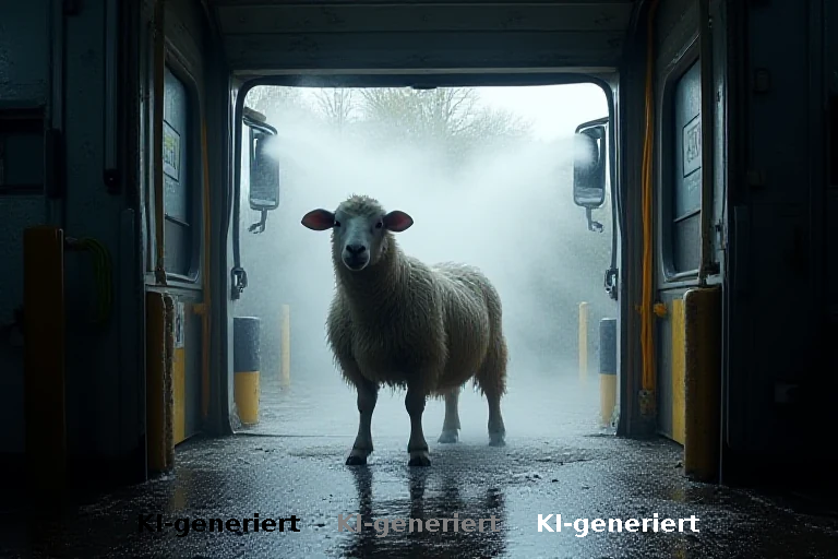 Tierische Chaosfahrt: Schaf übersteht Waschanlage im Bus