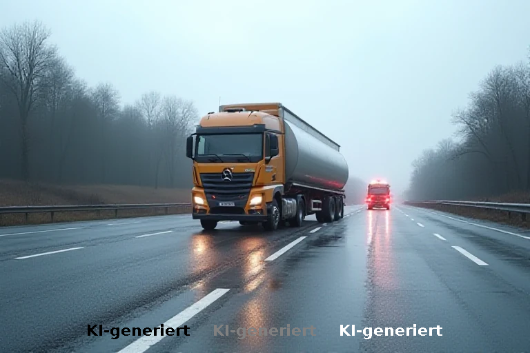 Umweltgefahr durch auslaufenden Kraftstoff: Lkw-Unfall auf der B77 erfordert Großaufgebot