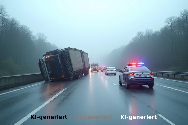 Unfall auf A61: Verkehrschaos durch umgekippten Sattelzug