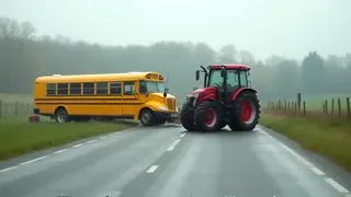 Unfall auf norddeutscher Landstraße: Konflikt zwischen Traktor und Schulbus