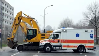 Unfallflucht in Günzburg: Baggerfahrer beschädigt Rettungsfahrzeug und flieht