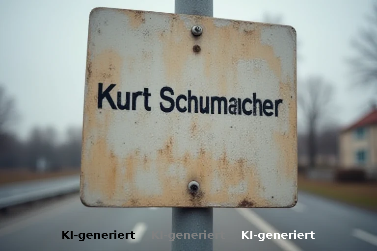 Verkehrsschild-Fehldruck in Lünen: Kurt Schumacher wird zum Schuhmacher