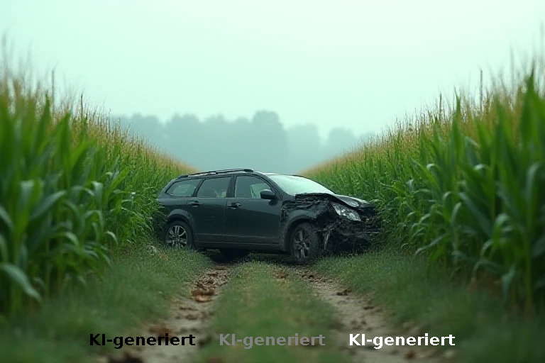 Verkehrsunfall durch Geschwindigkeitsdelikt: Pkw in Maisfeld gestürzt