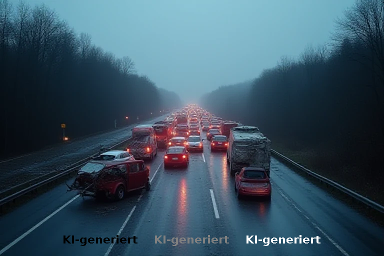 Vier Fahrzeuge verwickelt: Fünf Verletzte und kilometerlanger Stau nach Unfall auf der A7